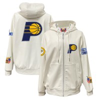Indiana Pacers Jeff Hamilton White Vegan Leather Full-Zip Hoodie