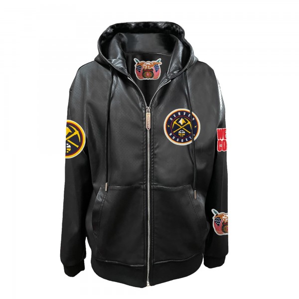 Толстовка на молнии Denver Nuggets Jeff Hamilton Black Vegan Leather