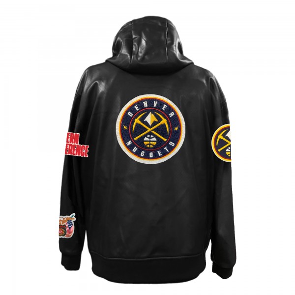 Толстовка на молнии Denver Nuggets Jeff Hamilton Black Vegan Leather