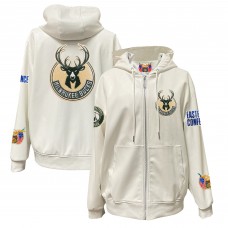 Milwaukee Bucks Jeff Hamilton White Vegan Leather Full-Zip Hoodie
