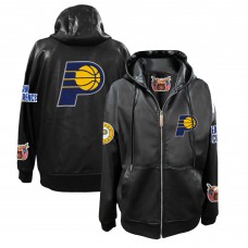 Indiana Pacers Jeff Hamilton Black Vegan Leather Full-Zip Hoodie