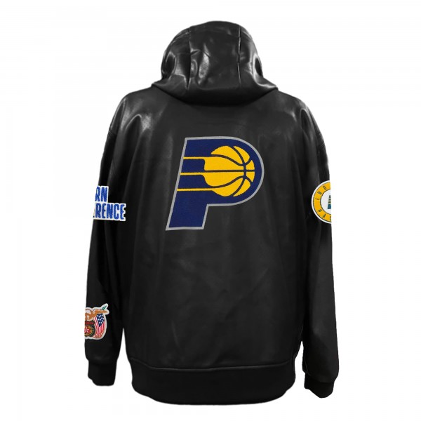 Indiana Pacers Jeff Hamilton Black Vegan Leather Full-Zip Hoodie
