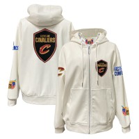Cleveland Cavaliers Jeff Hamilton White Vegan Leather Full-Zip Hoodie