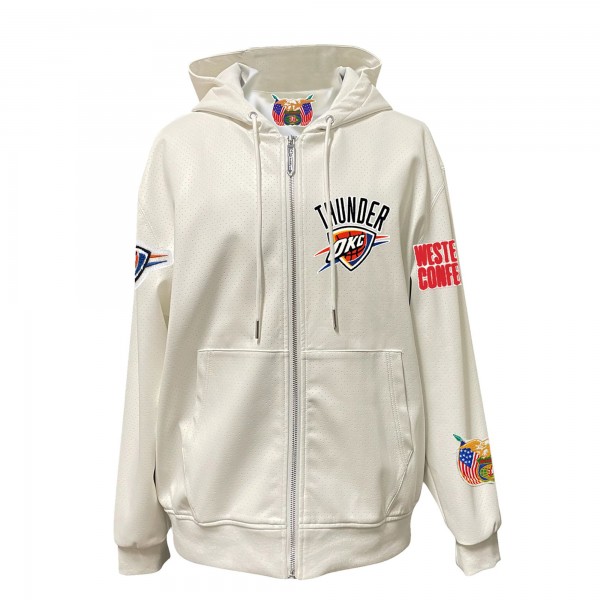 Толстовка на молнии Oklahoma City Thunder Jeff Hamilton White Vegan Leather