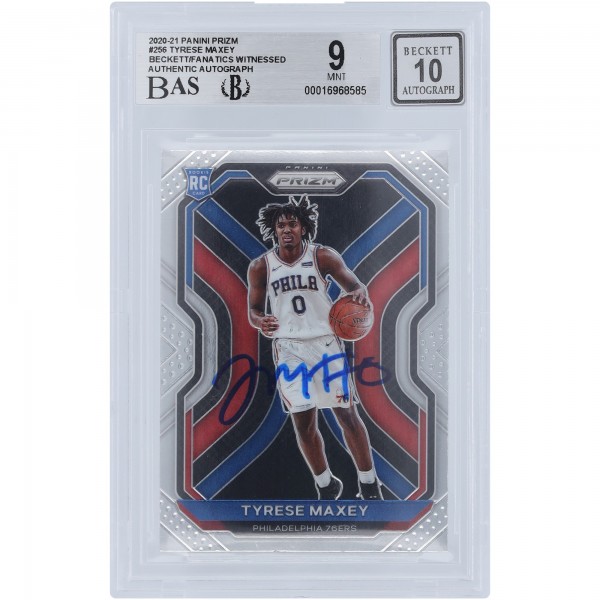 Tyrese Maxey Philadelphia 76ers Autographed 2020-21 Panini Prizm #256 Beckett Fanatics Witnessed Authenticated 9/10 Rookie Card