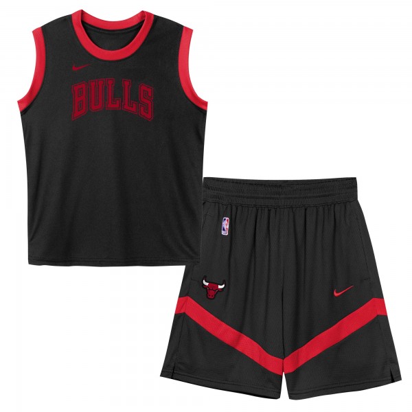 Дошкольнику Chicago Bulls Black Mesh Tank Top and Shorts Set