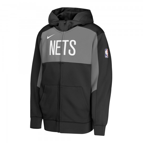 Толстовка на молнии Youth Brooklyn Nets Nike Black/Gray Authentic On-Court Showtime Performance