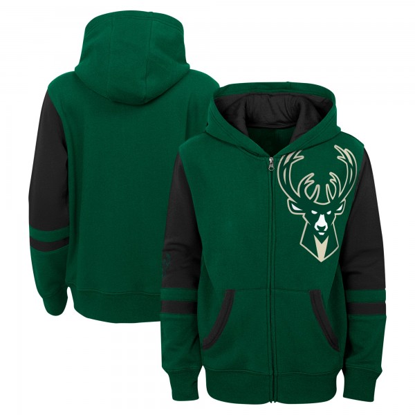 Preschool Milwaukee Bucks Green Straight To The League Full-Zip Hoodie