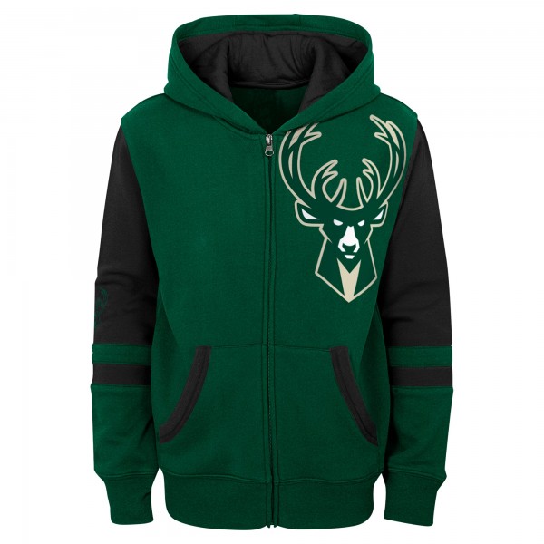 Preschool Milwaukee Bucks Green Straight To The League Full-Zip Hoodie