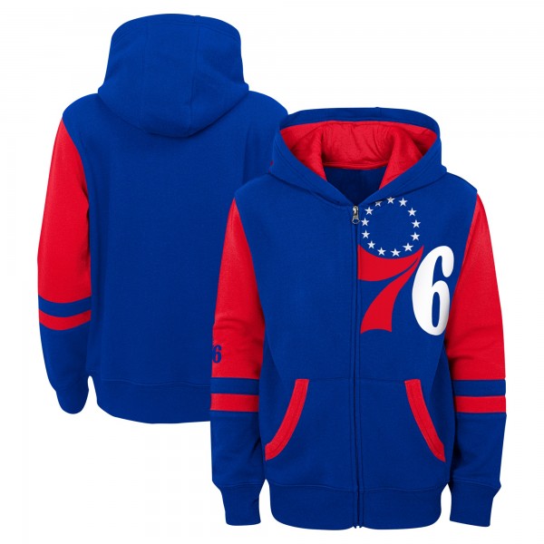 Preschool Philadelphia 76ers Royal Straight To The League Full-Zip Hoodie