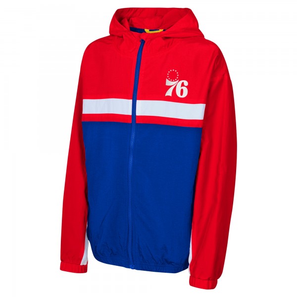 Подростковая Philadelphia 76ers Red Headliner Windbreaker Full-Zip Hoodie Jacket
