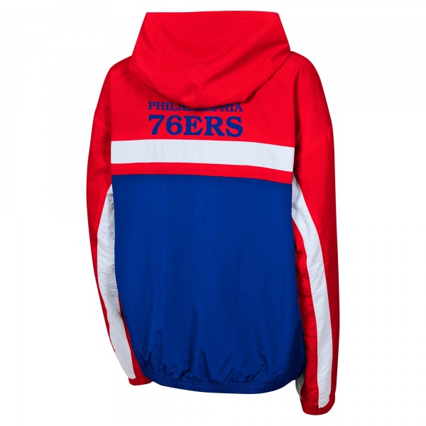 Подростковая Philadelphia 76ers Red Headliner Windbreaker Full-Zip Hoodie Jacket