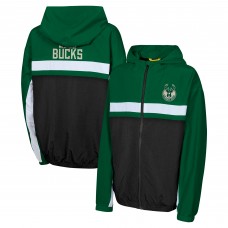Подростковая Milwaukee Bucks Hunter Green Headliner Windbreaker Full-Zip Hoodie Jacket