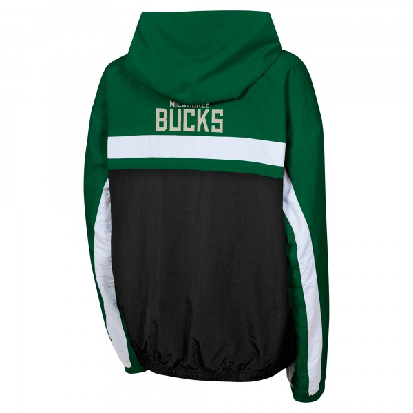 Подростковая Milwaukee Bucks Hunter Green Headliner Windbreaker Full-Zip Hoodie Jacket