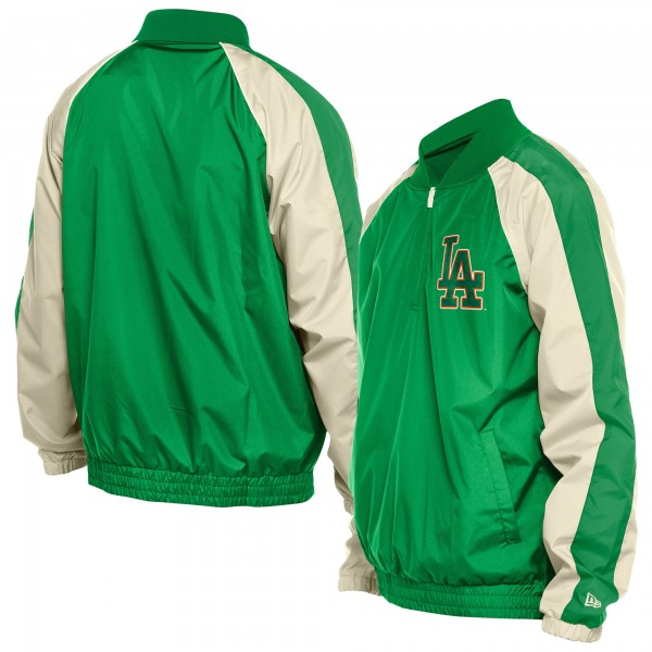 Los Angeles Dodgers New Era Kelly Green St. Patricks Day Ripstop Raglan Quarter-Zip Windbreaker