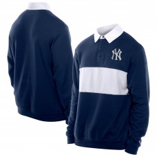 New York Yankees New Era Navy Throwback Prep Colorblock Rugby Polo