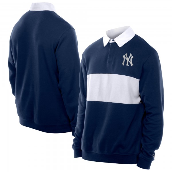 New York Yankees New Era Navy Throwback Prep Colorblock Rugby Polo