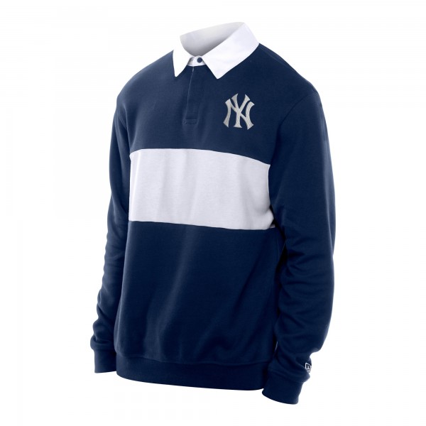 New York Yankees New Era Navy Throwback Prep Colorblock Rugby Polo