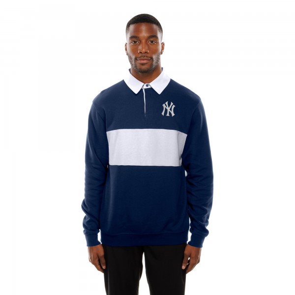 New York Yankees New Era Navy Throwback Prep Colorblock Rugby Polo