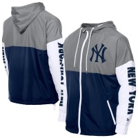 Толстовка на молнии New York Yankees New Era Navy/Gray Color Block Windbreaker