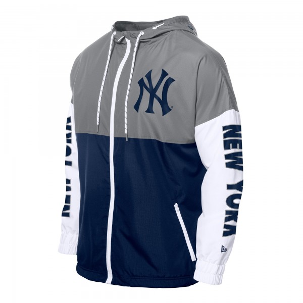 Толстовка на молнии New York Yankees New Era Navy/Gray Color Block Windbreaker
