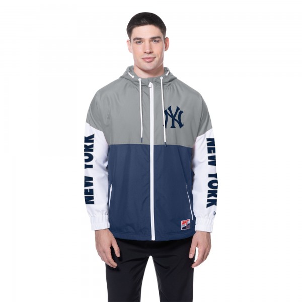 Толстовка на молнии New York Yankees New Era Navy/Gray Color Block Windbreaker