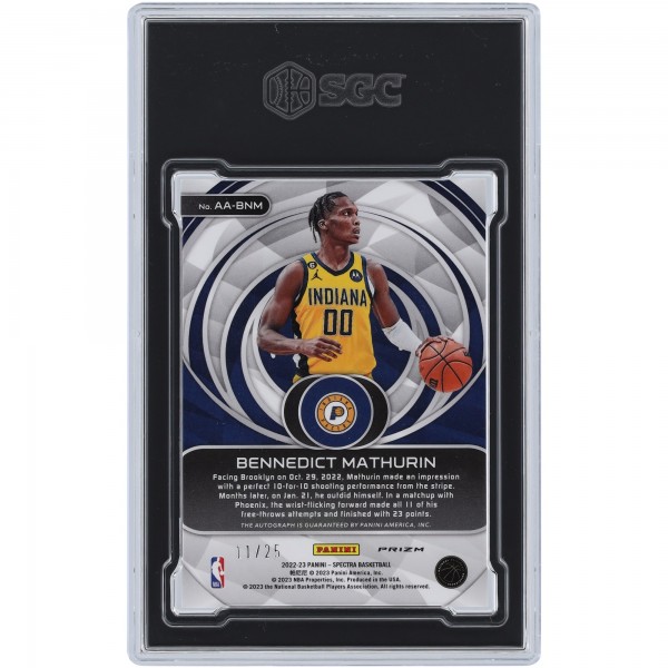 Bennedict Mathurin Indiana Pacers Autographed 2022-23 Panini Spectra Pink Prizm #AA-BNM #11/25 SGC Authenticated 9.5/10 Rookie Card