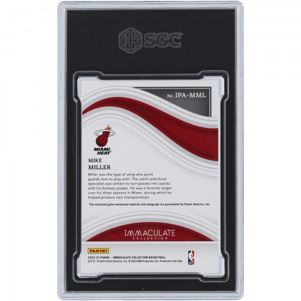 Mike Miller Miami Heat Autographed 2022-23 Panini Immaculate Collection Tri-Color Relic #IPA-MML #2/25 SGC Authenticated 8/10 Card
