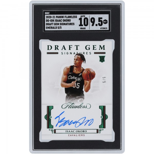 Isaac Okoro Cleveland Cavaliers Autographed 2020-21 Panini Flawless Draft Gem Emerald #DG-IOK #5/5 SGC Authenticated 9.5/10 Rookie Card