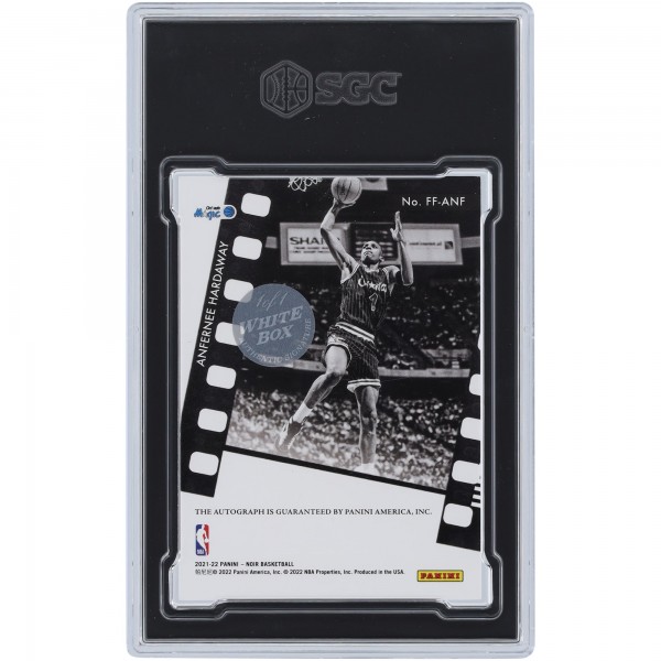 Penny Hardaway Orlando Magic Autographed 2021-22 Panini Noir White Box #FF-ANF #1/1 SGC Authenticated 9/10 Card