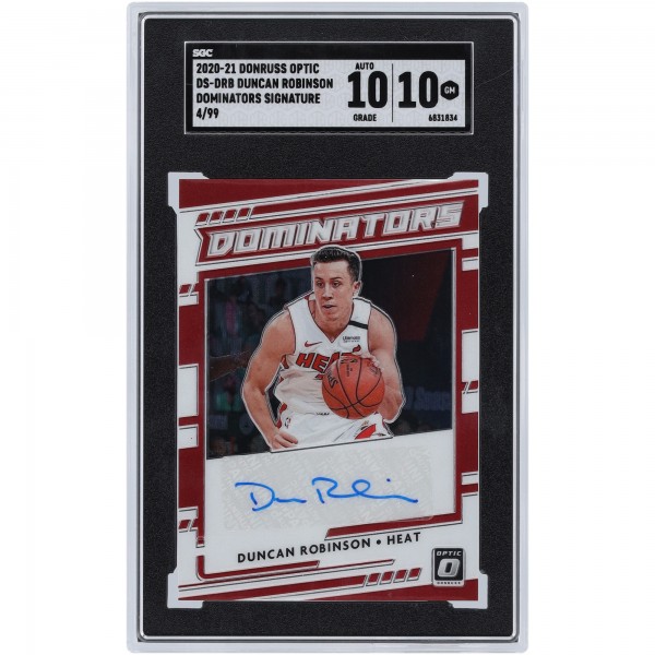Duncan Robinson Miami Heat Autographed 2020-21 Panini Donruss Optic Dominators #DS-DRB #4/99 SGC Authenticated 10/10 Card