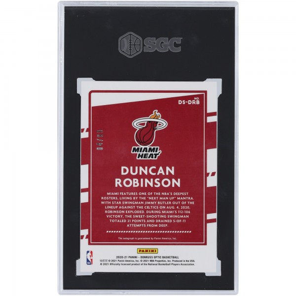 Duncan Robinson Miami Heat Autographed 2020-21 Panini Donruss Optic Dominators #DS-DRB #4/99 SGC Authenticated 10/10 Card