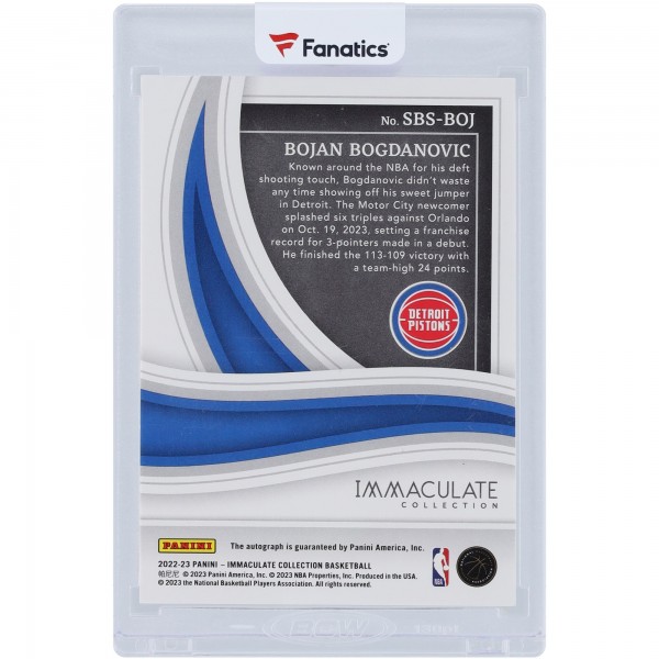 Bojan Bogdanovic Detroit Pistons Autographed 2022-23 Panini Immaculate Collection #SBS-BOJ #80/99 Card