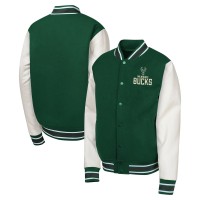 Подростковая Milwaukee Bucks Hunter Green True Team Full-Snap Varsity Jacket
