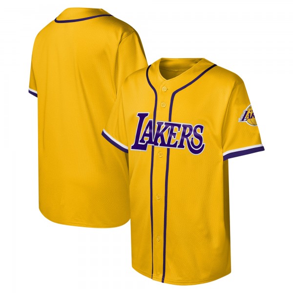 Игровая джерси Los Angeles Lakers Youth Stitch Full-Button Baseball - Gold