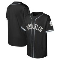 Игровая джерси Youth Brooklyn Nets Black Stitch Full-Button Baseball