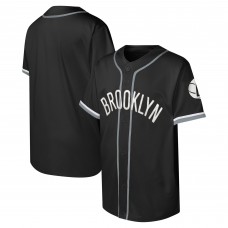 Игровая джерси Youth Brooklyn Nets Black Stitch Full-Button Baseball