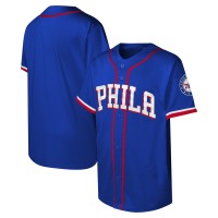 Подростковая Philadelphia 76ers Royal Stitch Full-Button Baseball Jersey