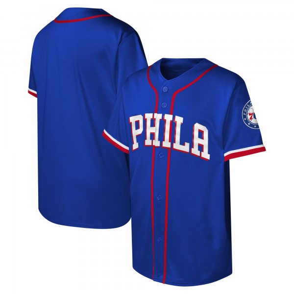 Подростковая Philadelphia 76ers Royal Stitch Full-Button Baseball Jersey
