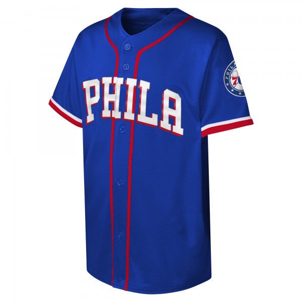Подростковая Philadelphia 76ers Royal Stitch Full-Button Baseball Jersey