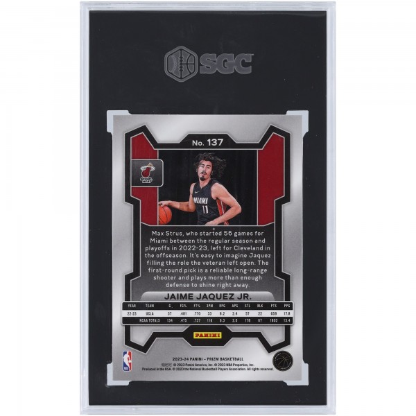 Jaime Jaquez Jr. Miami Heat 2023-24 Panini Prizm #137 SGC Authenticated 10 Rookie Card