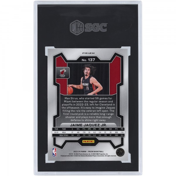 Jaime Jaquez Jr. Miami Heat 2023-24 Panini Prizm Hyper Prizm #137 SGC Authenticated 9.5 Rookie Card