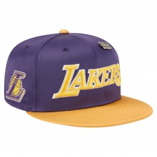 Бейсболка Los Angeles Lakers New Era Purple/Gold Throwback Satin Vintage Pin Two-Tone 59FIFTY