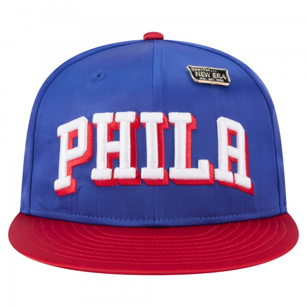 Бейсболка Philadelphia 76ers New Era Royal/Red Throwback Satin Vintage Pin Two-Tone 59FIFTY