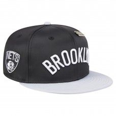 Бейсболка Brooklyn Nets New Era Black/Gray Throwback Satin Vintage Pin Two-Tone 59FIFTY