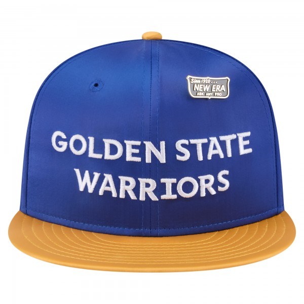 Бейсболка Golden State Warriors New Era Royal/Gold Throwback Satin Vintage Pin Two-Tone 59FIFTY