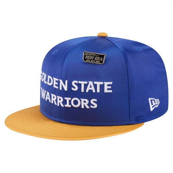 Бейсболка Golden State Warriors New Era Royal/Gold Throwback Satin Vintage Pin Two-Tone 59FIFTY