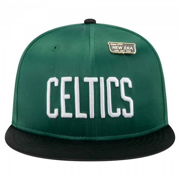 Бейсболка Boston Celtics New Era Kelly Green/Black Throwback Satin Vintage Pin Two-Tone 59FIFTY