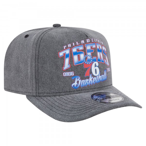 Бейсболка Philadelphia 76ers New Era Charcoal Throwback Washed Pre-Curved 9FIFTY Snapback