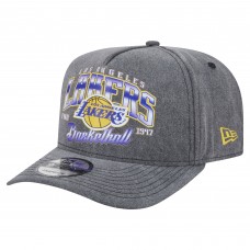 Бейсболка Los Angeles Lakers New Era Charcoal Throwback Washed Pre-Curved 9FIFTY Snapback